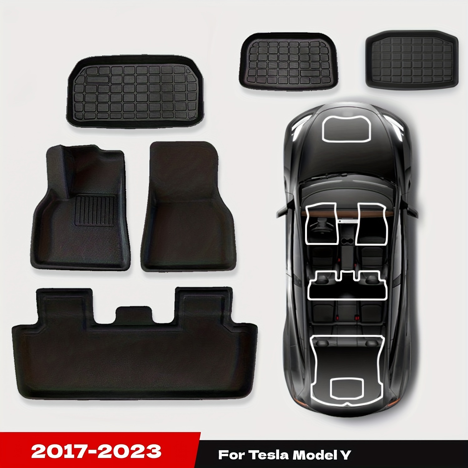 3 Stück Fußmatten Für 2020–2023 Model Y, 3D TPE Custom Fit 1. Und 2. Reihe  Bodeneinlage Allwetter-Autoauskleidung - Temu Germany