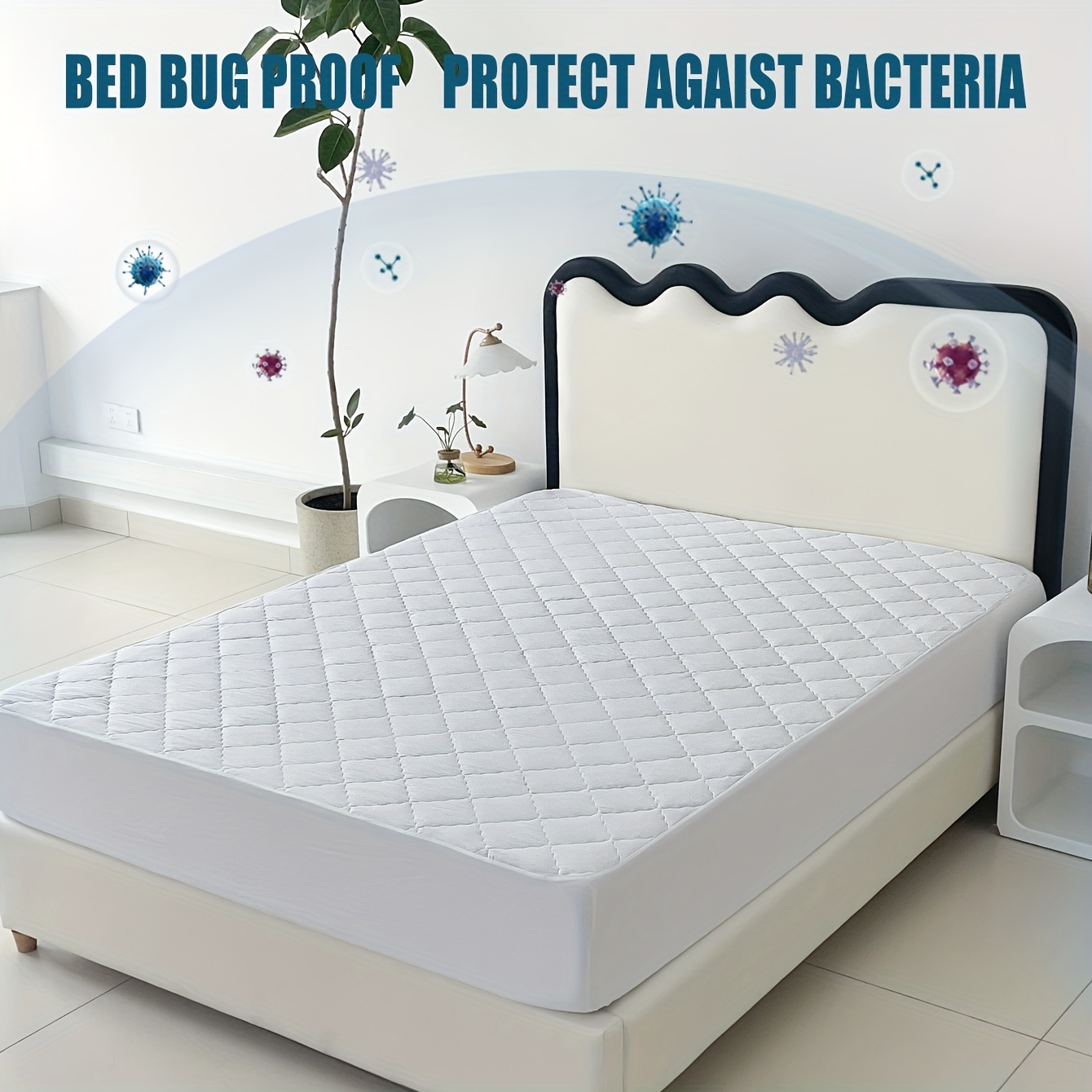 Four Seasons Essentials Queen Mattress Protector - Zippered Bedbug Waterproof