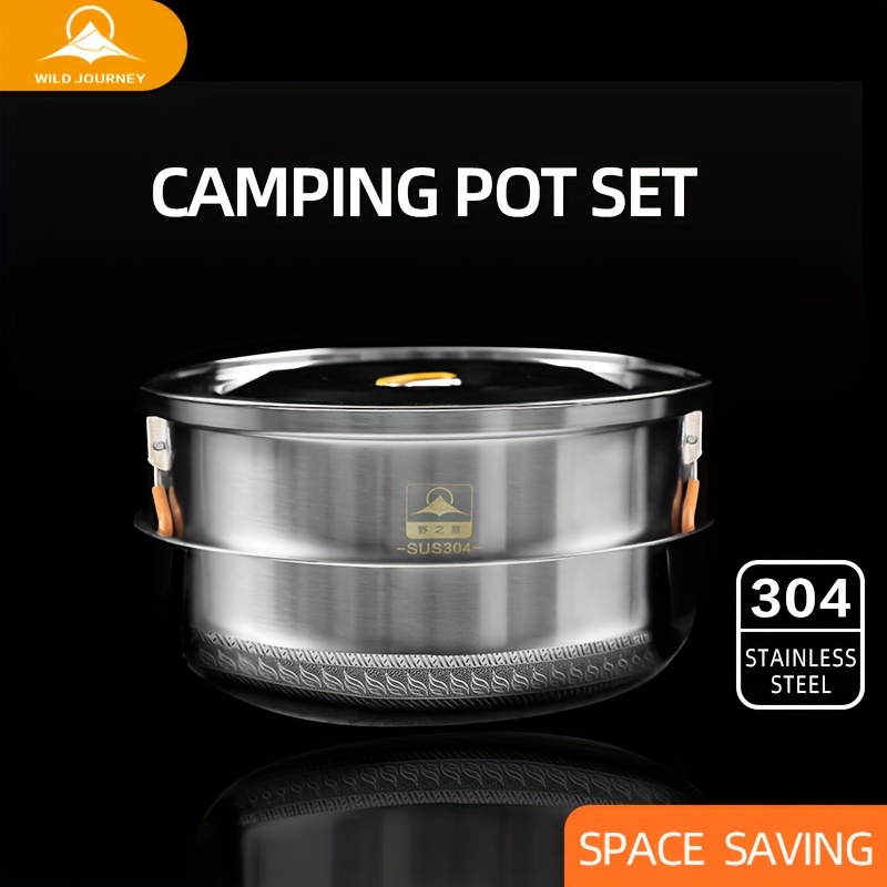 Batterie de Cuisine de Camping 2-3 Personnes Ensemble de Marmite de Camping  Pliable