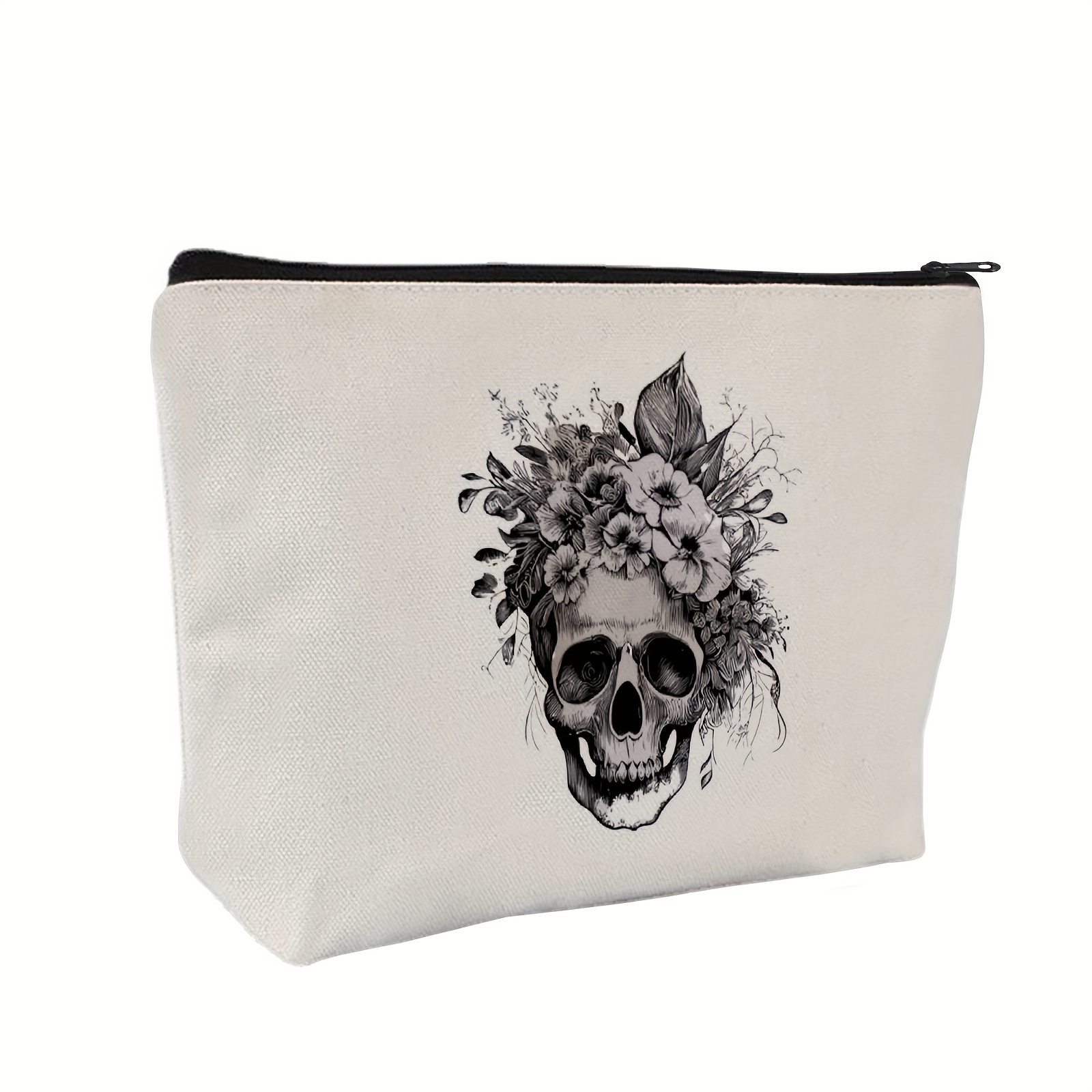 Halloween Skull & Bat Print Makeup Bag, Spider & Bat Print Cosmetic Bag,  Square Roomy Travel Toiletry Bag Accessories Organizer, Halloween Gift For  Men And Women - Temu