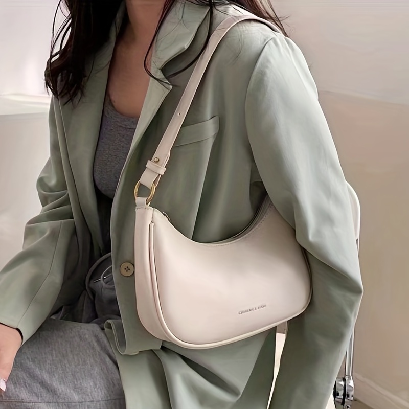 

Minimalist Solid Color Baguette Bag, All-match Shoulder Bag, Simple Armpit Bag For Women