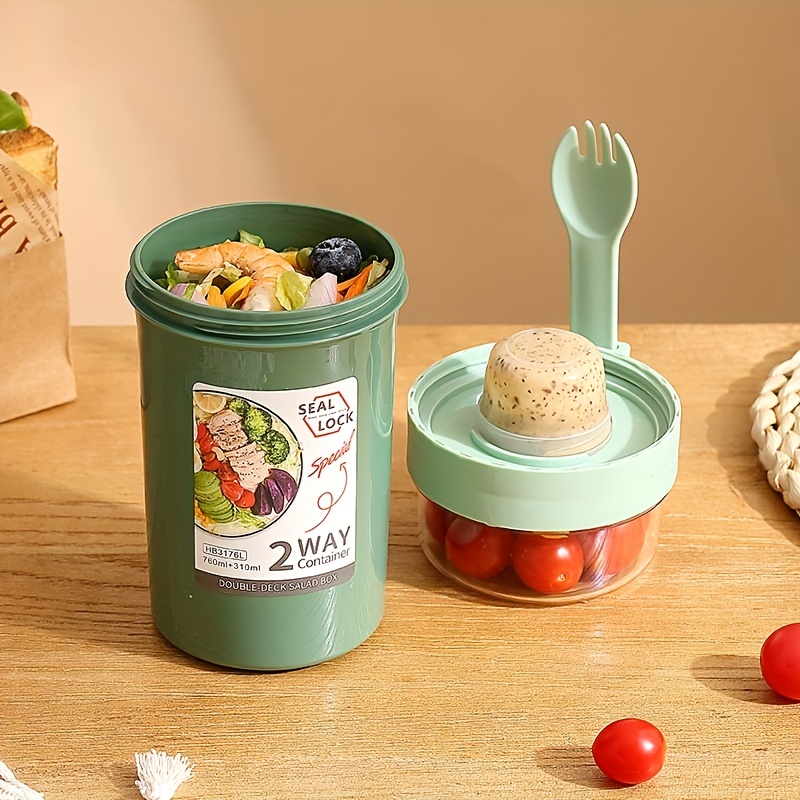 Portable Breakfast Salad Cup With Spoon And Fork Lids - Healthy Lunch  Container For Yogurt, Milk, And More - Temu Republic of Korea