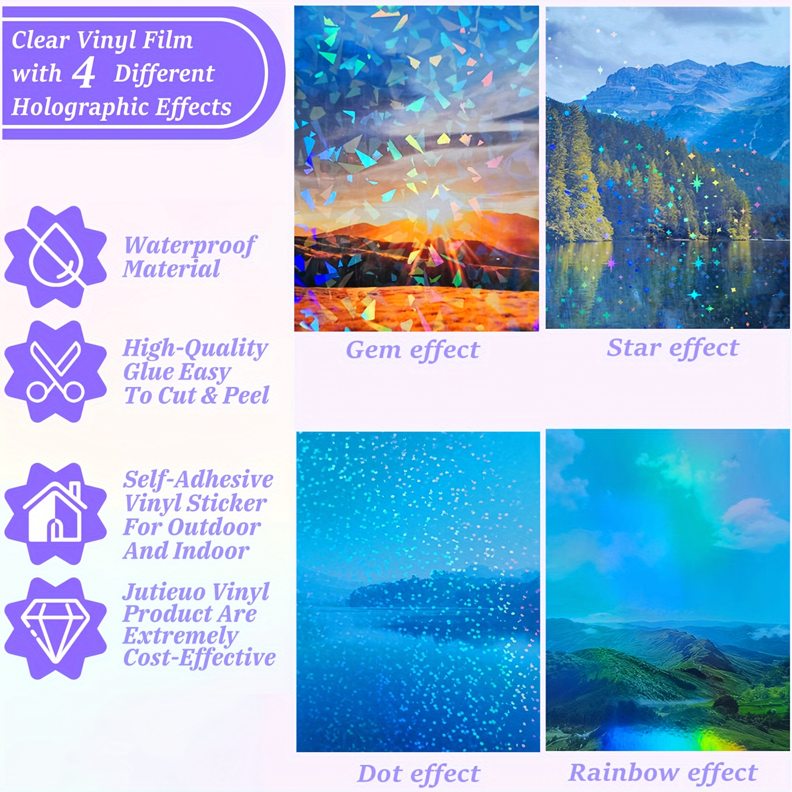 Printable Translucent Holographic Vinyl Paper | Mixed Pattern 36 Pack