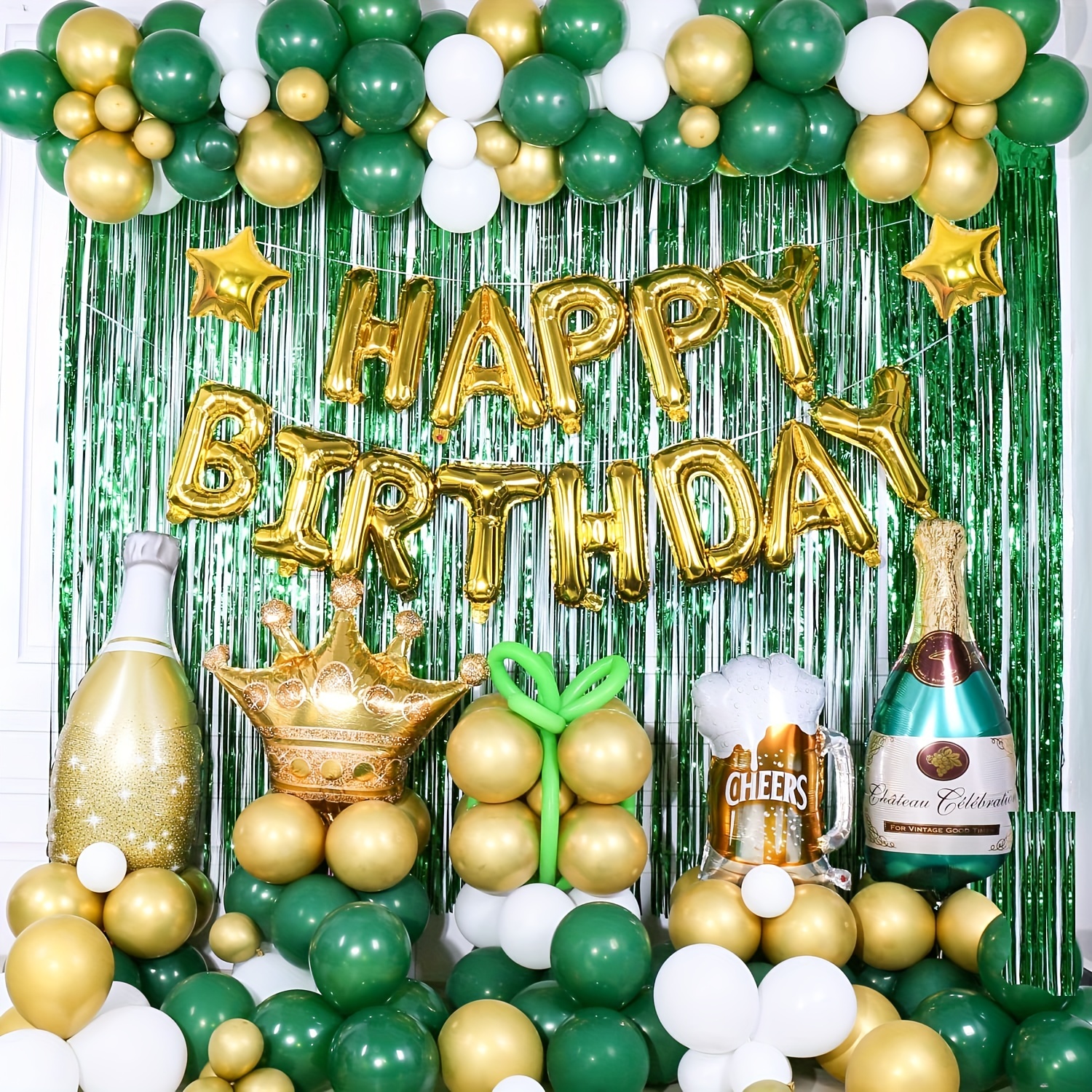  Pancarta de decoración de fiesta de cumpleaños de color blanco  y dorado, pancarta de fondo de feliz cumpleaños, pancarta grande y dorada y  blanca para decoración de fiesta de cumpleaños para