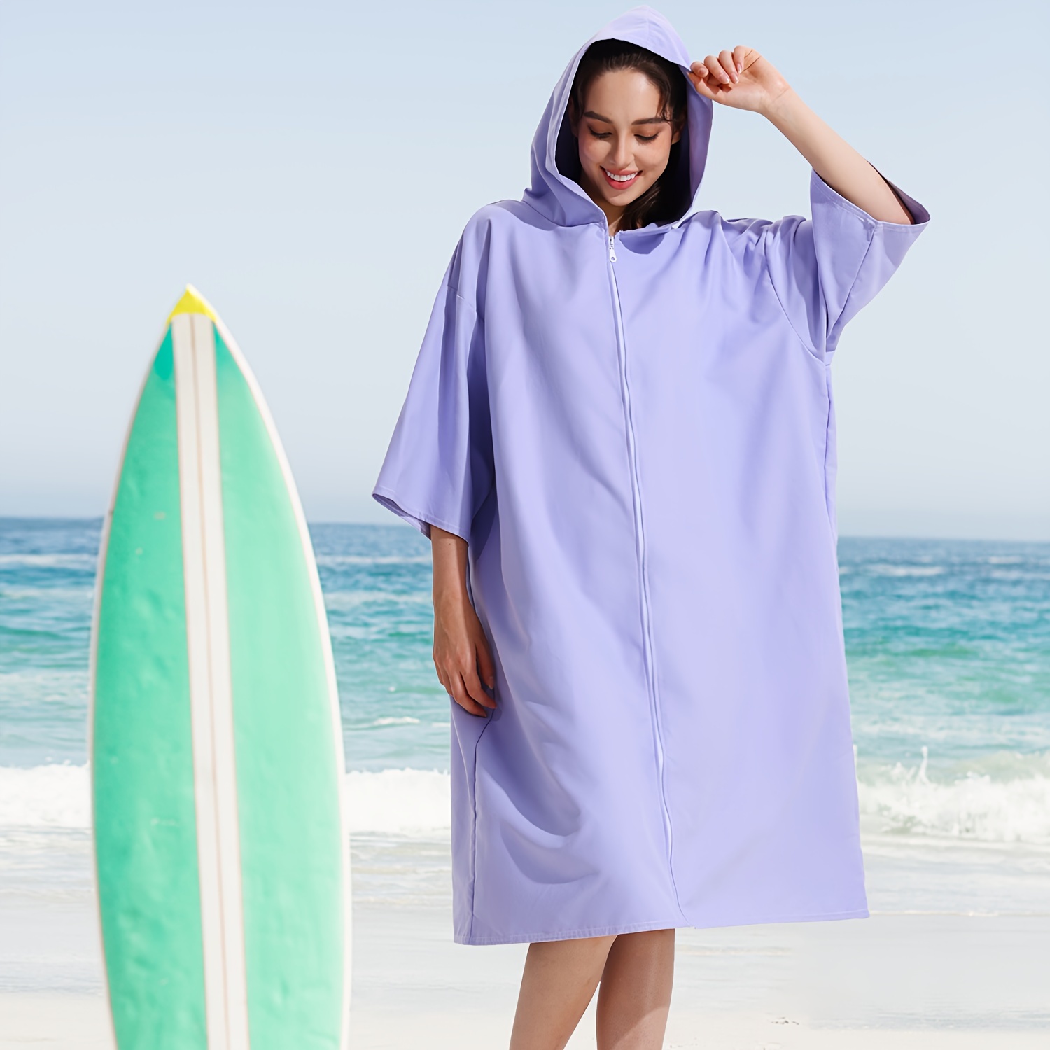 SUN CUBE Surf Poncho Changing Robe with Hood, Thick Quick Dry Microfiber  Wetsuit Changing Towel for Surfing Beach Swim Outdoor Sports Women,  Absorbent Wearable Towel Cover Up with Pocket, Light Blue 
