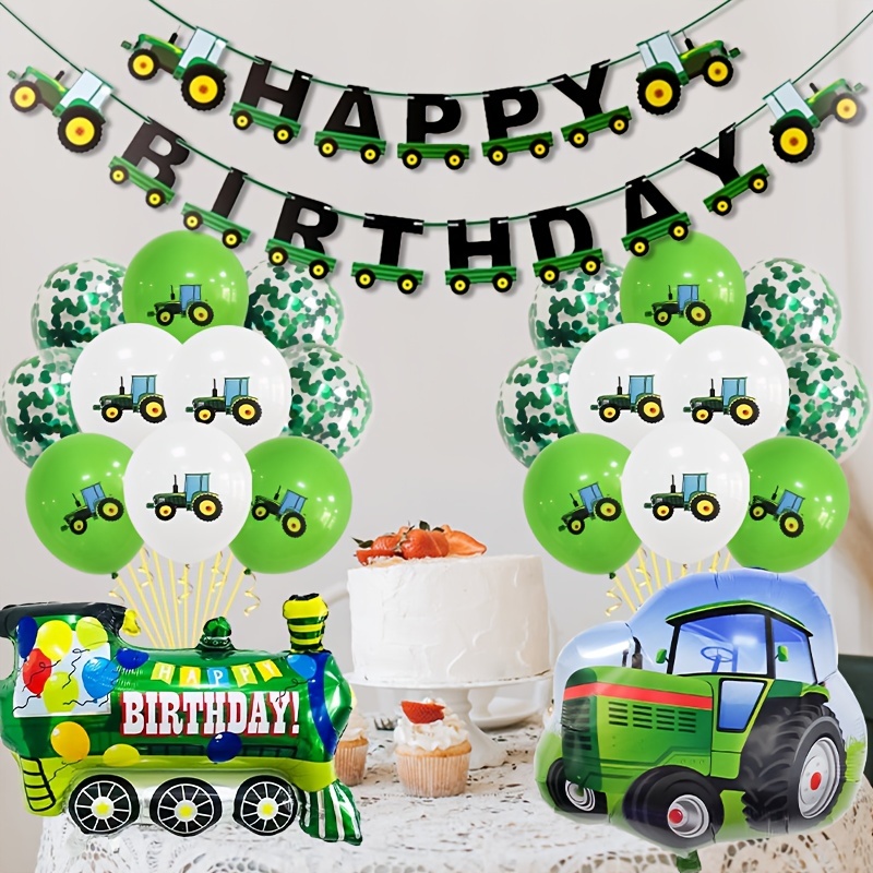 Decoraciones de tren de 2º cumpleaños, suministros de fiesta de cumpleaños  de 2 años con globos de aluminio del número 2, pancarta de cumpleaños de