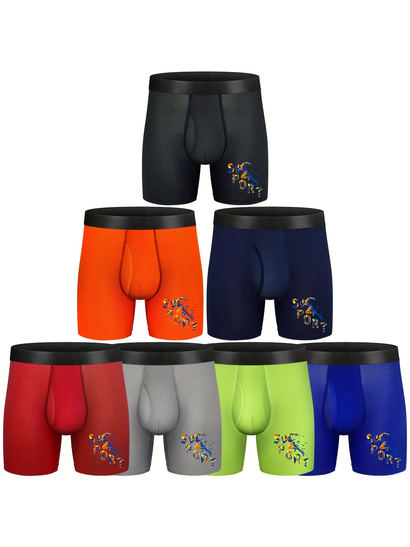 6 Pack Boxer Briefs Men Performance Sports Underwear Cool Quick Dry Waist