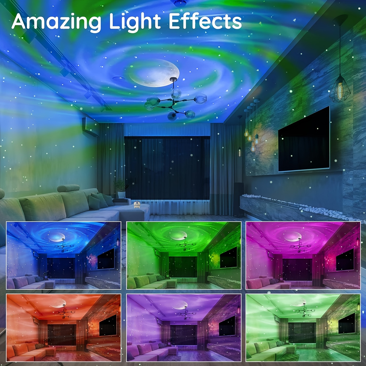 Northern Galaxy Light Aurora Proyector con 33 efectos de luz,  luces nocturnas LED proyector de estrellas para dormitorio, lámpara de  nebulosa, control remoto, ruidos blancos, altavoz Bluetooth para :  Herramientas y
