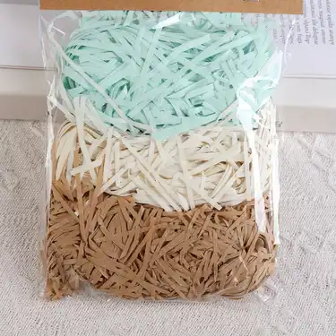 Colorful Raffia Filled Paper Scraps Holiday Gift Box - Temu
