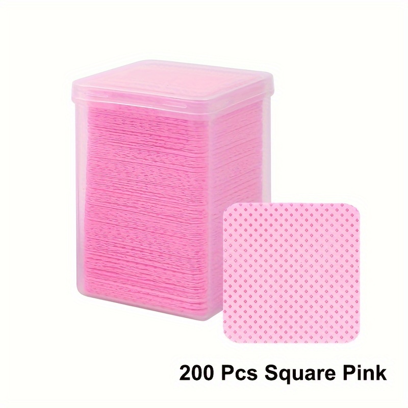 Image of 200pcs Of Square Nail Polish Remover Pads, Gel Makeup Remover Cleaning Paper, Nail Care Cleaning Tools, And Wipes
