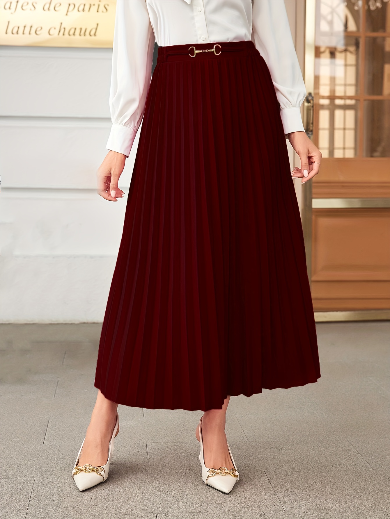 jupe plisse framboise élégante - Ref ju052 - Jupe femme longue