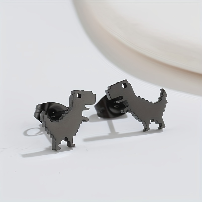 Men's Mini Dinosaur Stainless Steel Stud Earrings