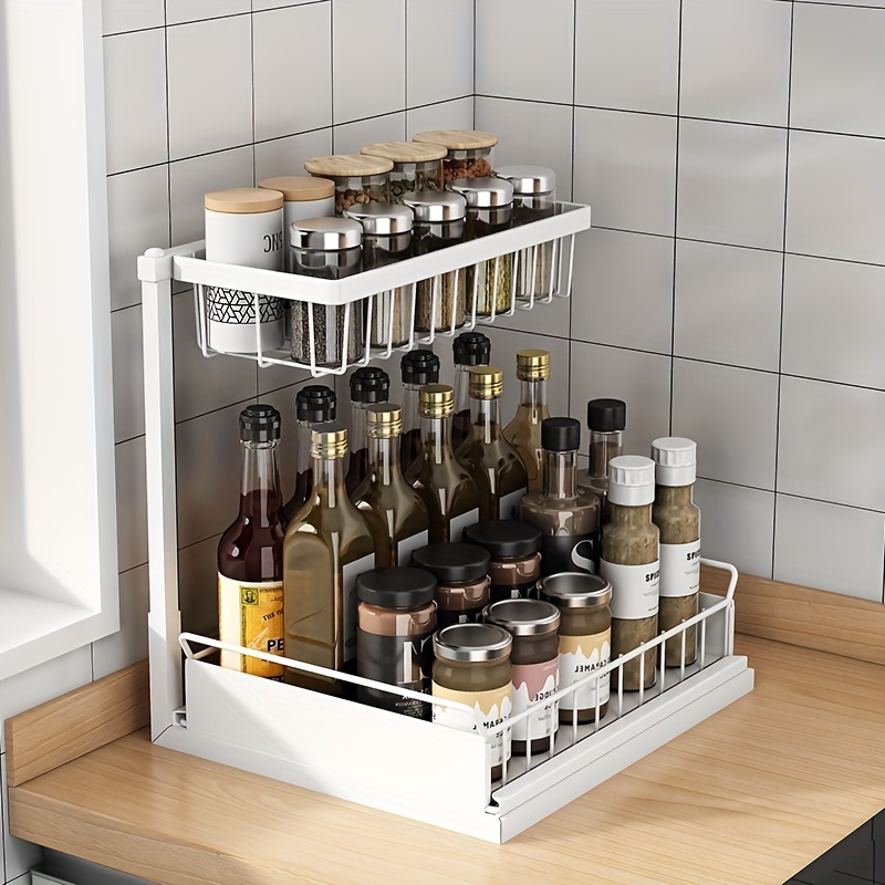 Kitchen Under Sink Rack Tiered Storage Pull Out Organizer