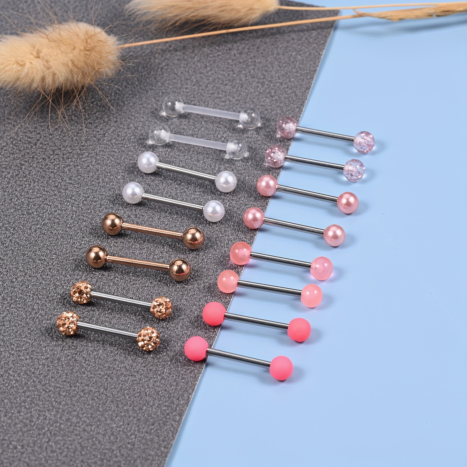 

16pcs Silvery Stainless Steel Cartilage Tongue Nipple Lip Ear Nails Studs, Body Piercing Jewelry For Men, Durable, Comfortable To Wear