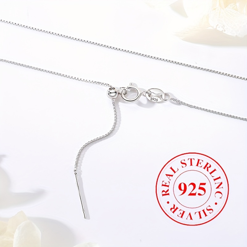 925 Sterling Silver Women's Necklace Simple Snake Chain Twisted Chain Box Chain Necklace for Wedding Party Gift Accessories,Temu