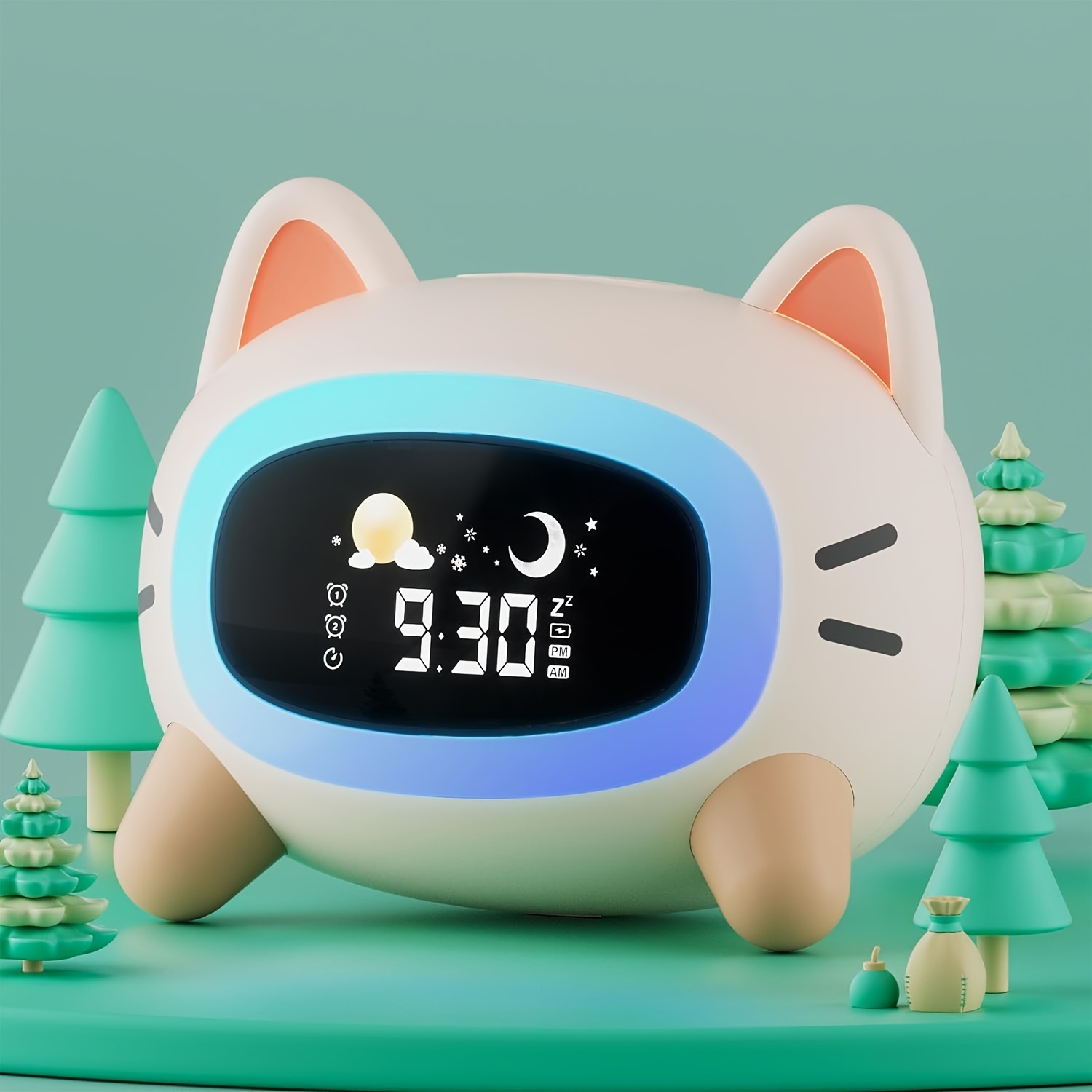 SMOUPING Reloj despertador para niños con luz nocturna y 18 tonos de  llamada, recargable, lindo reloj con orejas de gato para regalos de  cumpleaños de