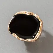 chic ring irregular black plate design silvery or golden make your call match daily outfits party accessory special decor for female details 5