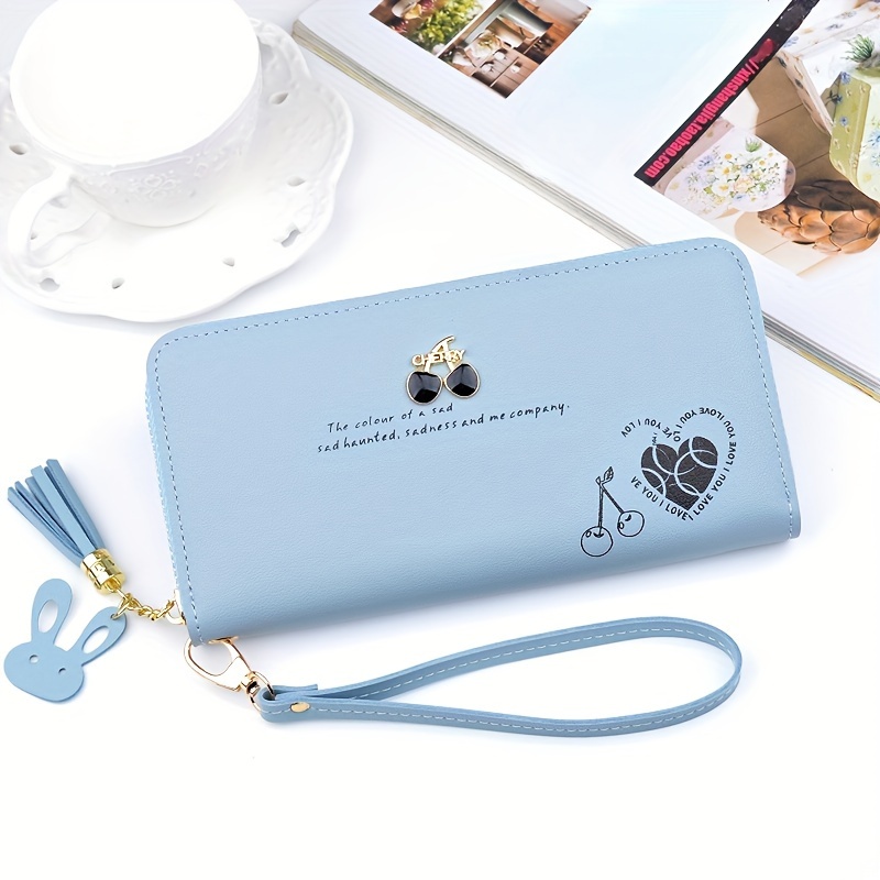 Business Brand Blue Fashion Zipper Long Wallet Phone Credit Card