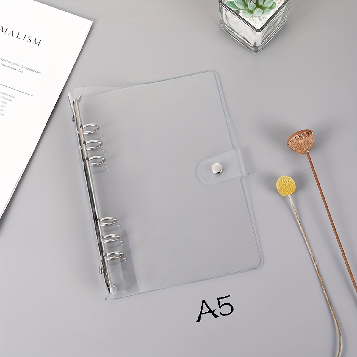 10pcs A7 Size Transparent Loose-leaf Bag 6 Holes For Notebook
