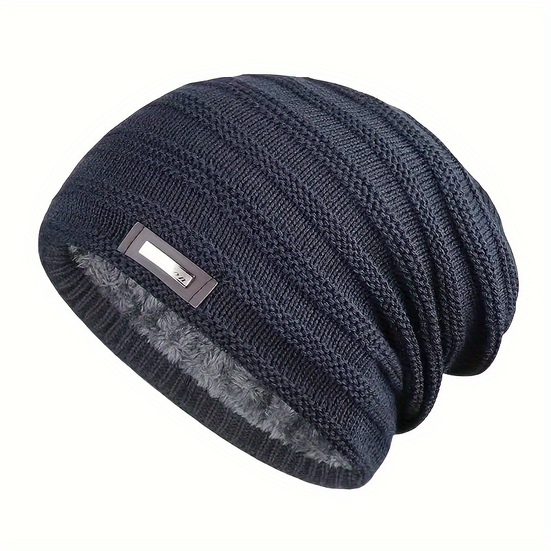 Image of Winter Hat Men's Outdoor Warm Casual Versatile Knit Cap Men Women Double-layer Fleece Thickened Velvet Dad Hat