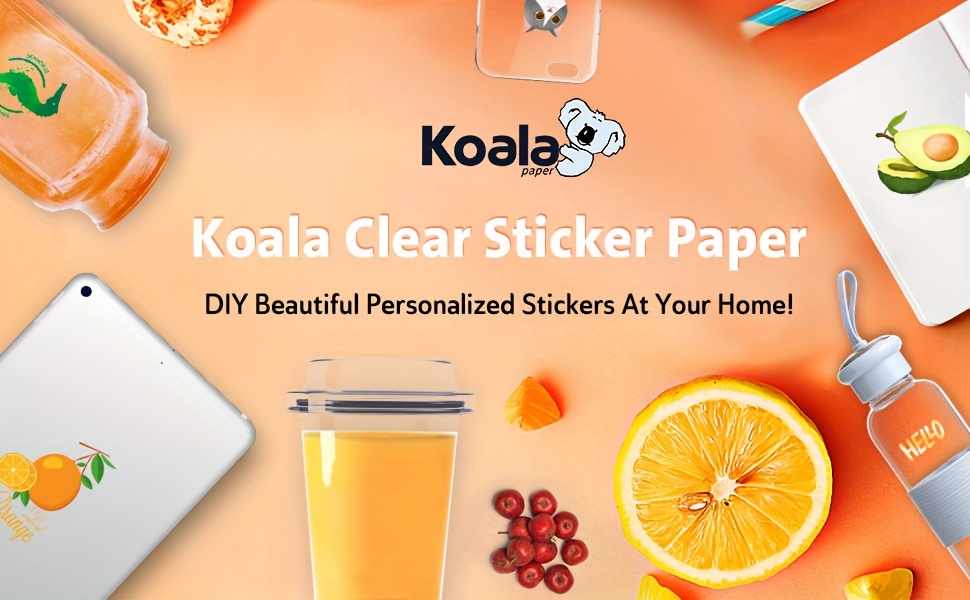 Koala Printable Matte Sticker Paper 100 sheets 8.5x11 inches for