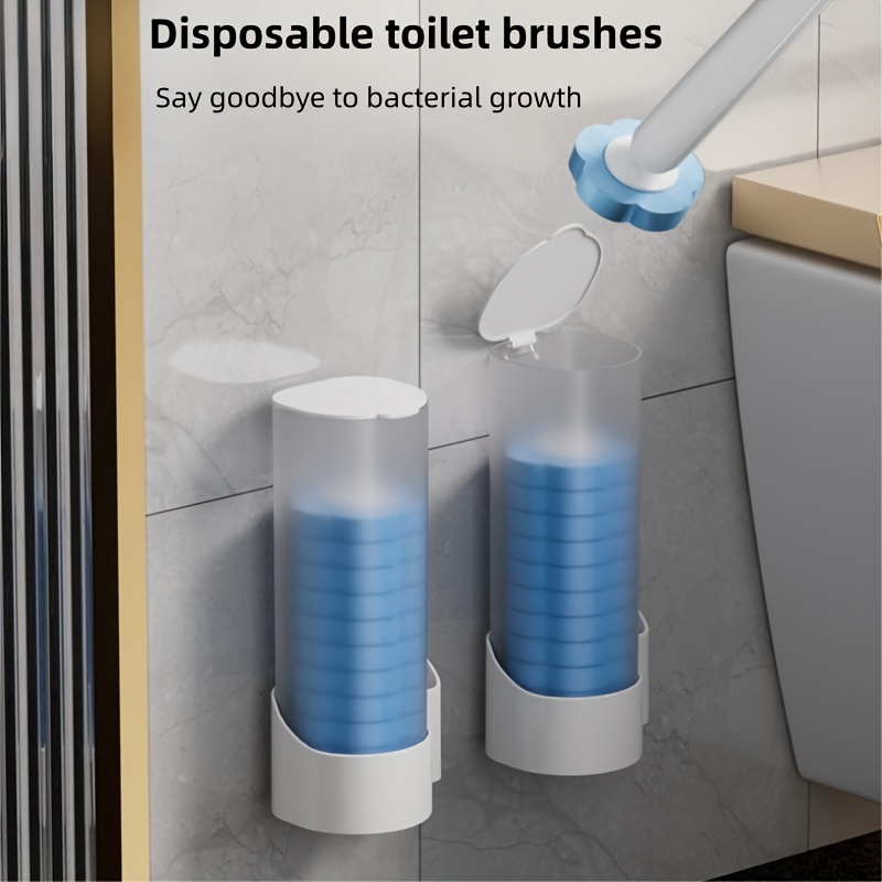 Kit de brosse WC jetable avec support mural - Système de nettoyage de  toilettes jetable avec 8 têtes de rechange