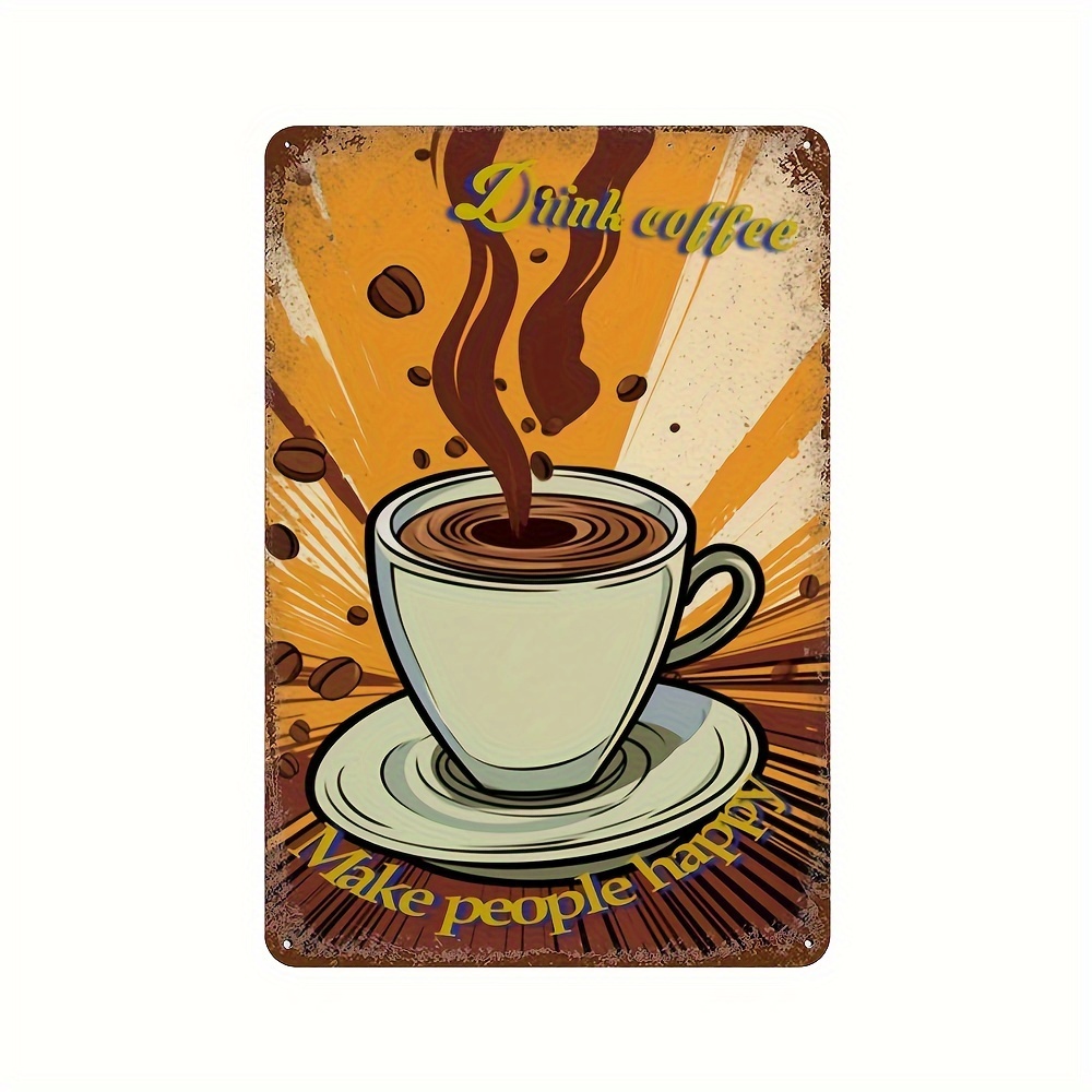  Coffee and Tea Bar Wall Art Sign Decor Retro Canvas