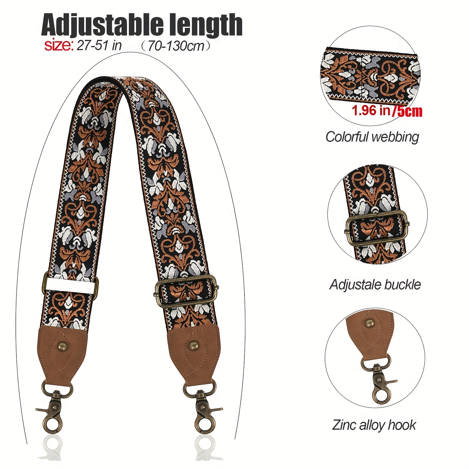 Buy Wide Purse Strap, Crossbody Replacement Shoulder Strap for Handbags and  Bags, Adjustable Bag Strap at
