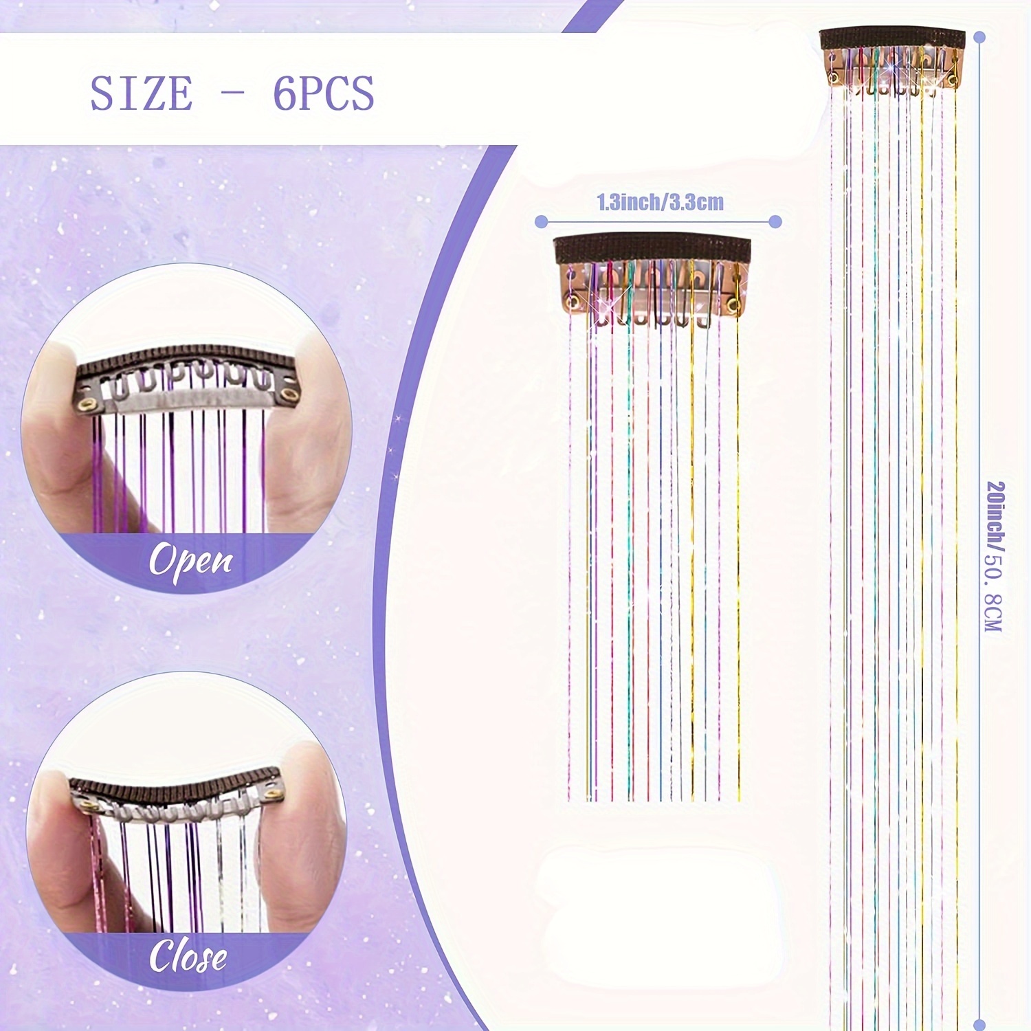 Clip In Hair Tinsel Kit Glitter Fairy Tinsel Hair Extensions - Temu