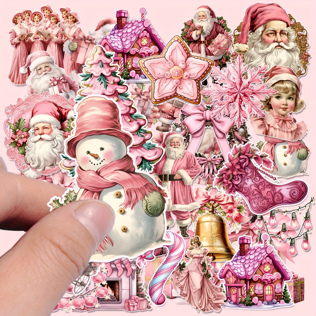 

64pcs Christmas Stickers Pack, Self-adhesive Christmas Bell Stickers.window Decorations Suitable For Diy Hand Account Material, Scrapbooking, Greeting Card, Water Cup, Mobile Phone, Decoration