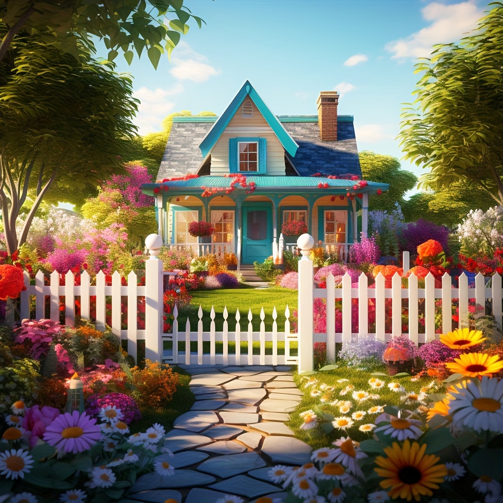 

1pc Large Size 40x40cm/15.7x15.7inch Without Frame Diy 5d Diamond Painting Warm Garden, Full Rhinestone Painting, Artificial Diamond Art Embroidery Kits, Handmade Home Room Office Wall Decor