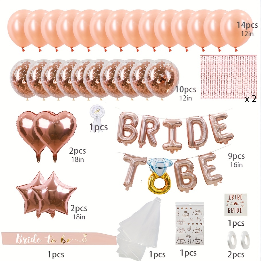 Bachelorette Party Decoration Kit Rose Golden Accessories - Temu