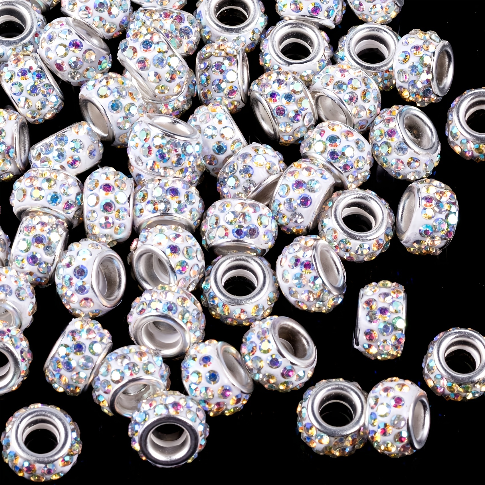 Large Hole Spacer Silicone Beads Mix Color With Silvery - Temu
