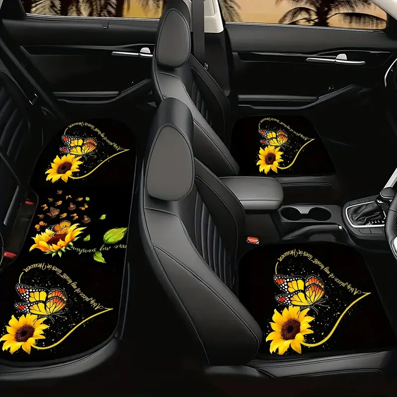 Sunflower Printed Car Floor Mats Universal Front Rear Full - Temu
