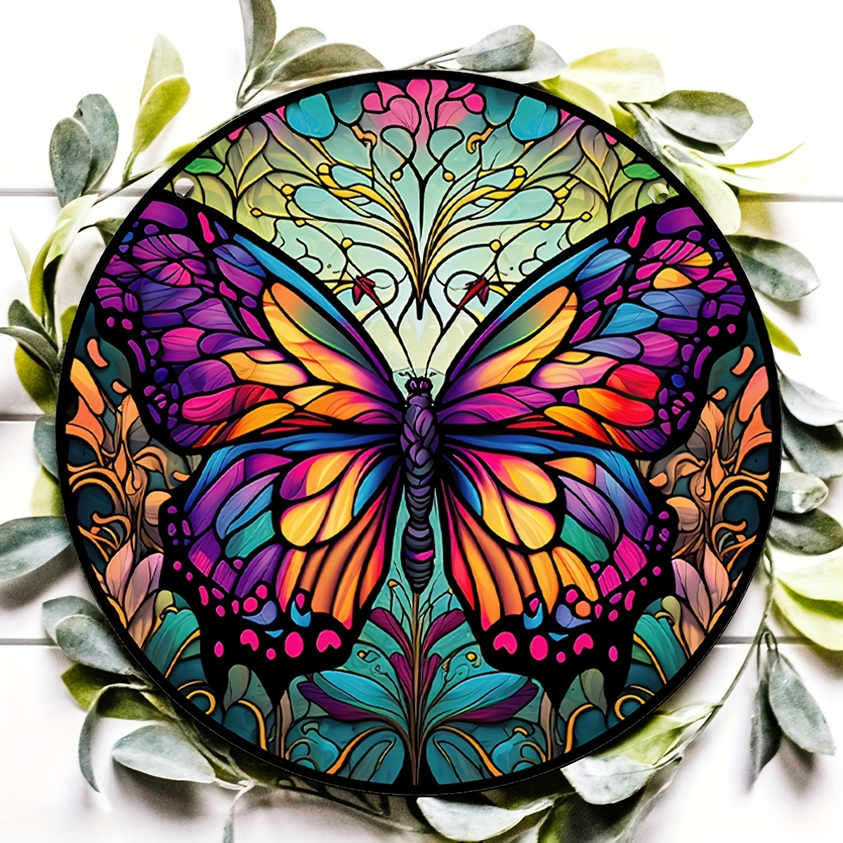 Attrape-soleil papillon en vitrail, butterfly stained glass…