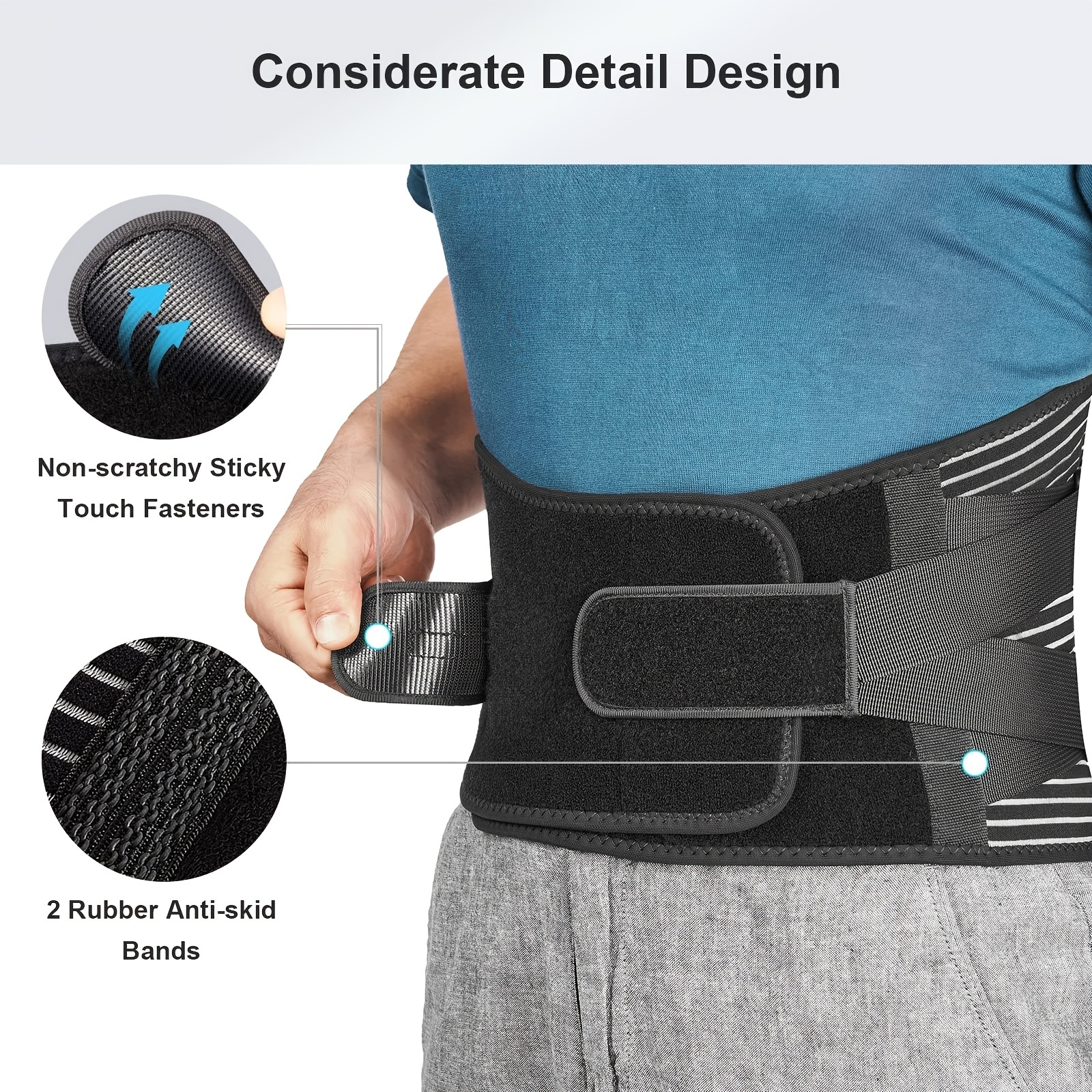 Breathable Back Brace With 6 Stays Anti skid Lumbar Support - Temu