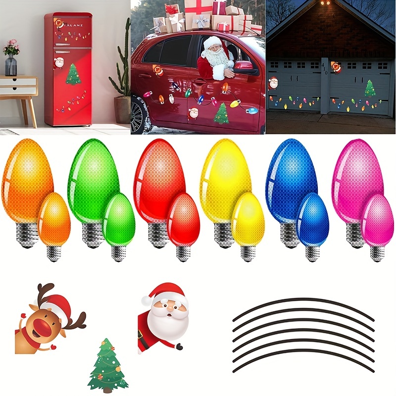 Weihnachts Auto Magnetaufkleber Reflektierende Weihnachts Automagnete  Weihnachtsbeleuchtung Glühbirne Reflektierende Aufkleber Aufkleber  Weihnachts