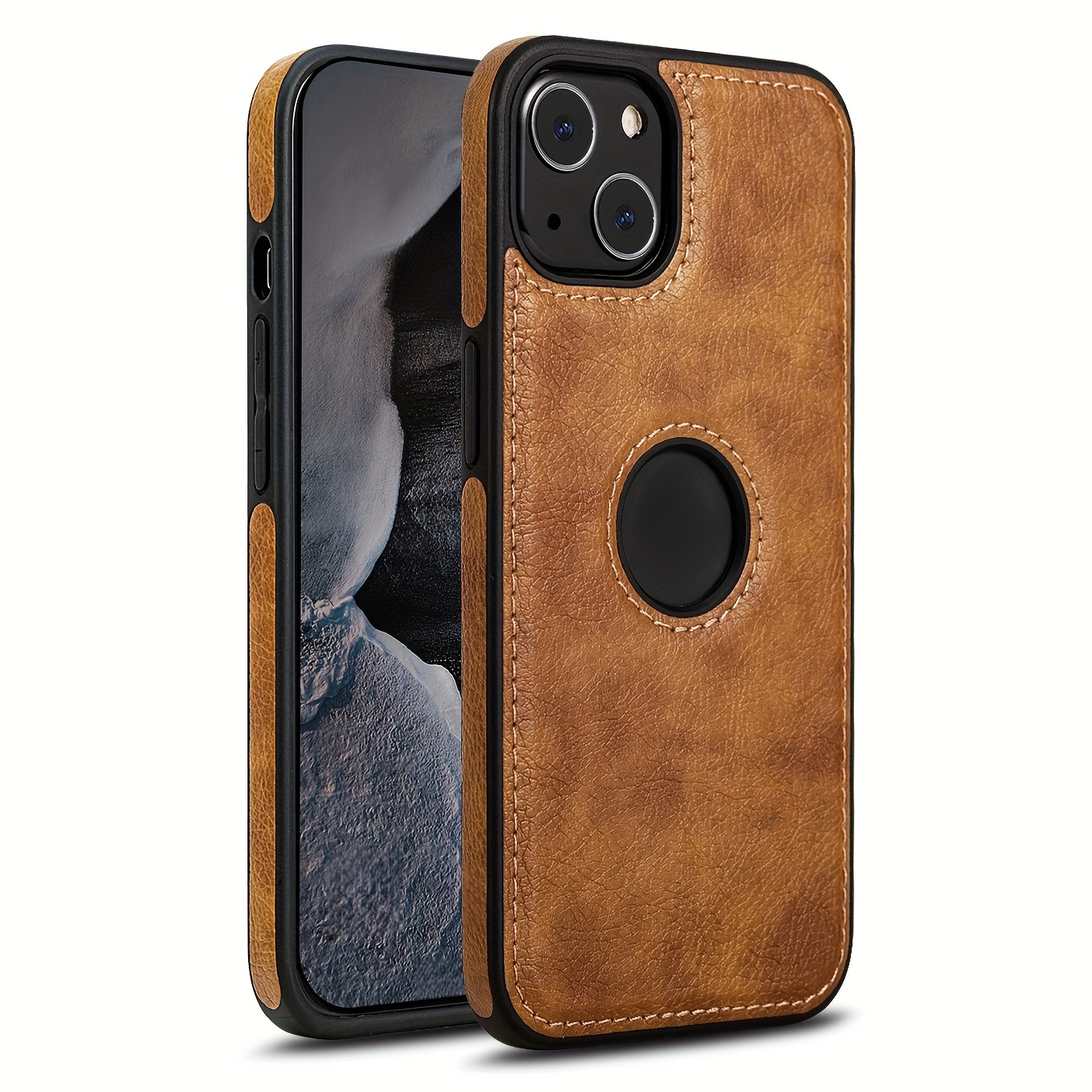 

Designed For Iphone 15 14 13 12 11 Pro Max X Xr Xs Max 6 7 8 Plus Se 2022 Case Faux Leather Slim Logo View Classic Luxury Elegant Thin Protective Cover (2023)