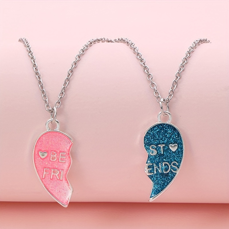 Sequin Stitching Heart Broken Best Friends Bracelets Bff Friendship Jewelry  Gifts For Kids 2pcs/set