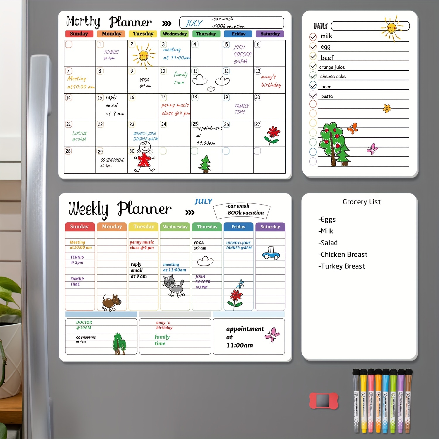 Weekly Planner/Calendar 2024 with magnets for the fridge
