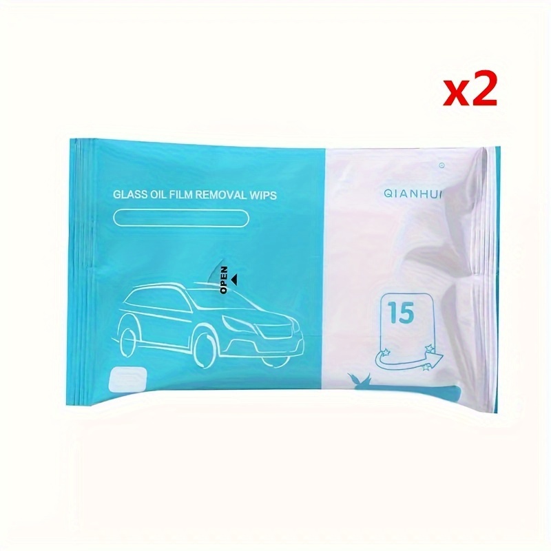 30pcs/2 Packs Car Glass Oil Film Removal Wipes Automobile Wet Glasses  Cleaner Wipes Cars Window Deep Cleaning Towels Wipes