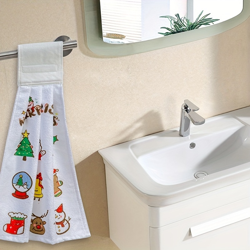 Cute Christmas Pattern Fingertip Towel Hanging Towel For - Temu