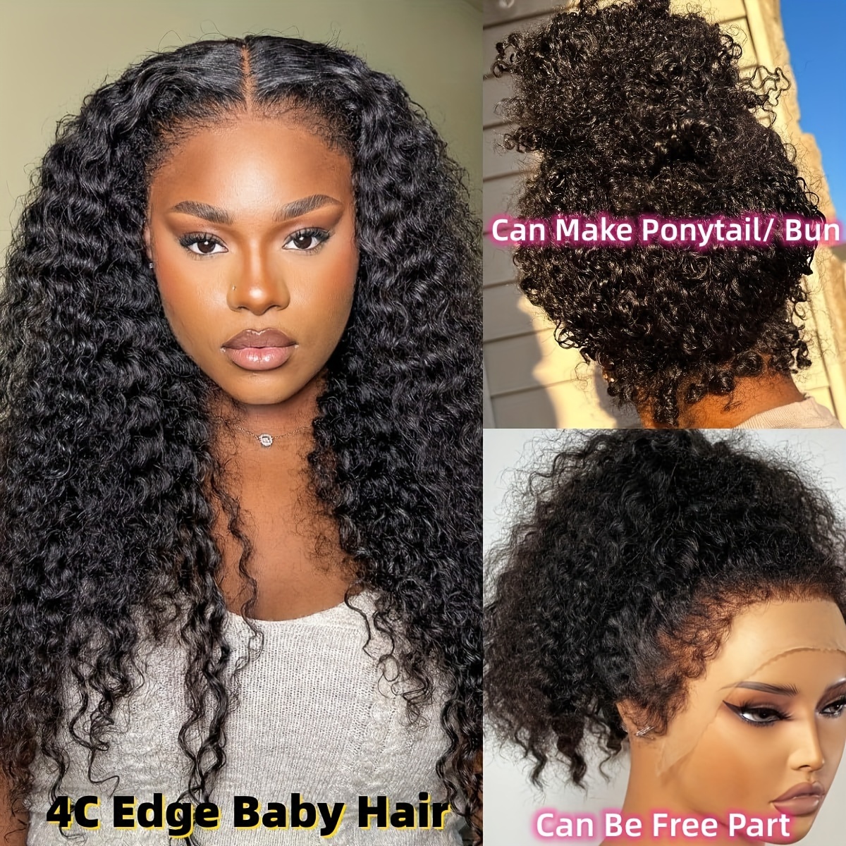 Hairline Edge Kinky Curly Lace Front Pelucas Cabello Rizado - Temu Mexico