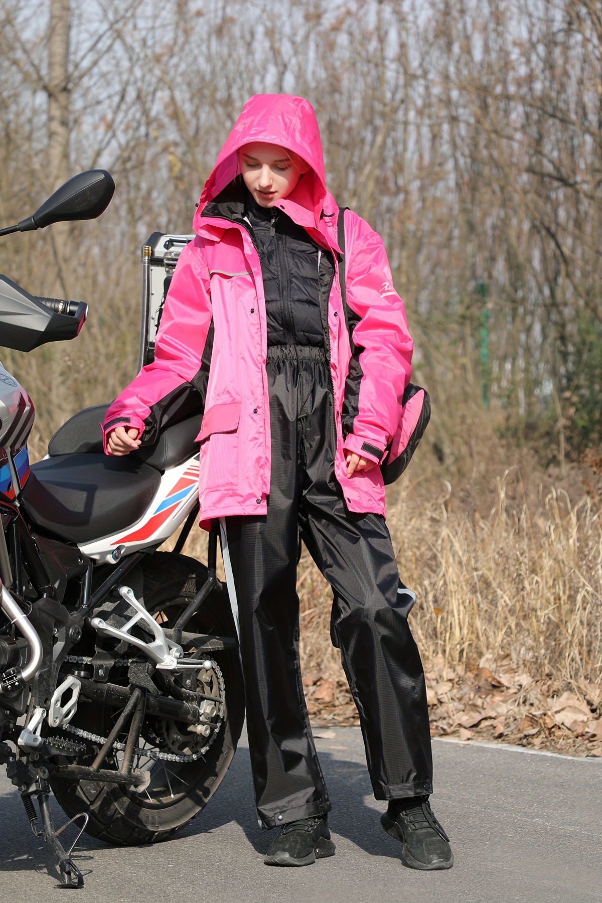 Motorcycle Riding Raincoat Set Jacket Pants Outdoor Waterproof