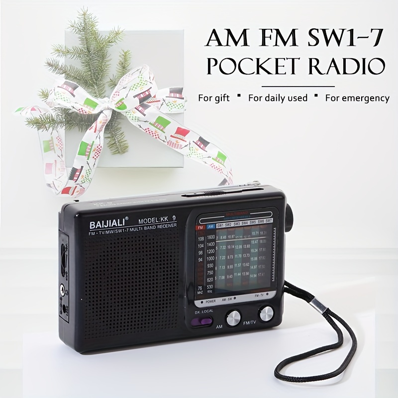 Radio portátil AM FM SW: Radio con pilas 4 D o radio de onda corta con  excelente recepción, altavoz grande, conector estándar para auriculares,  modo