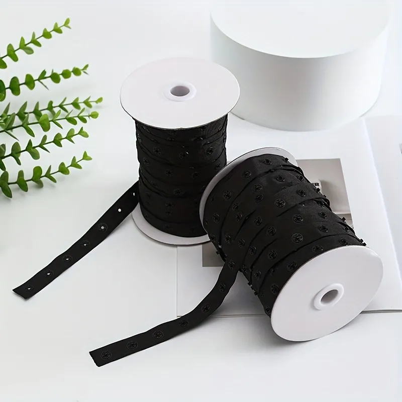 2yards Plastic Fastener Button's Snap Sew Polyester Buckle Strap