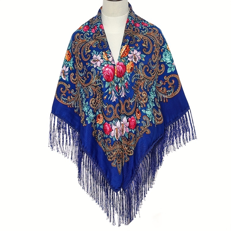 Bohemian Tassel Wrap Vintage Square Large Blanket Scarf
