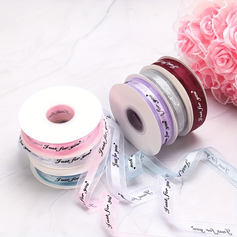 Flower Wrapping Satin Ribbon Roll 50 Yard Print Miss You Ribbon 1 Inch Wide  Gift Bouquet Crafts Packing Ribbon Flower Gift Cake Box Package Materials