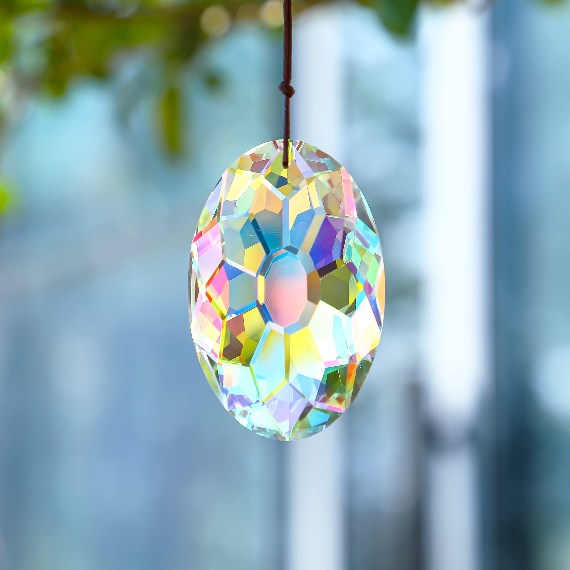 TEMU 89mm/3.5in Crystal Prism Garden Suncatcher For Windows, Hanging Crystals For Garden Home Outdoor Decoration