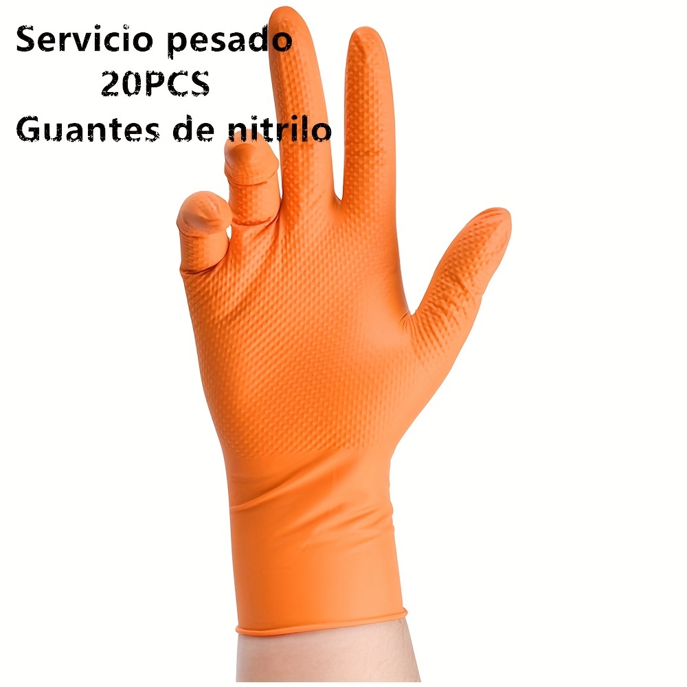 20pcs 8 mil Guantes Nitrilo Desechables Naranjas Limpieza - Temu